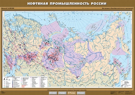 Карта Нефтяная промышленность России